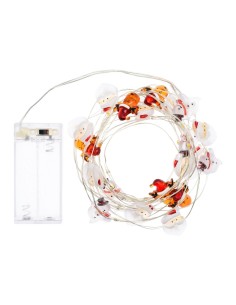 Catena di Natale Decorata D4 4m, 40 MicroLED Bianco Caldo, Babbo Renna Pupazzo 3D, Cavo Argento, Batteria