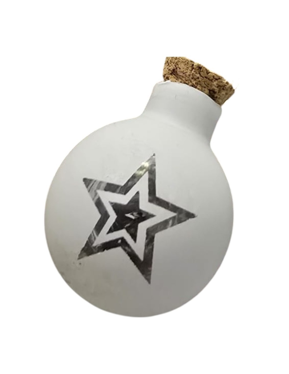 Catena di Natale 12 Sfere Vetro Bianco Opaco ø25mm, Mix3 Decori Stella Cristallo Albero, MicroLED Bianco Caldo, Batteria