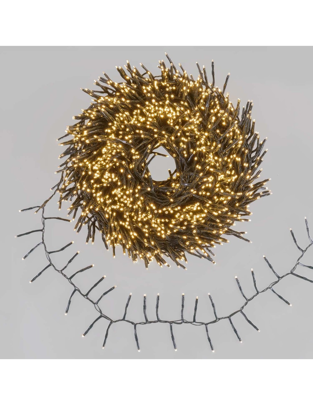 Catena di Natale Festone MiniCluster Plus 20m, 1000 MiniLED Bianco Caldo, Giochi di Luce, Timer 8h, Cavo Verde