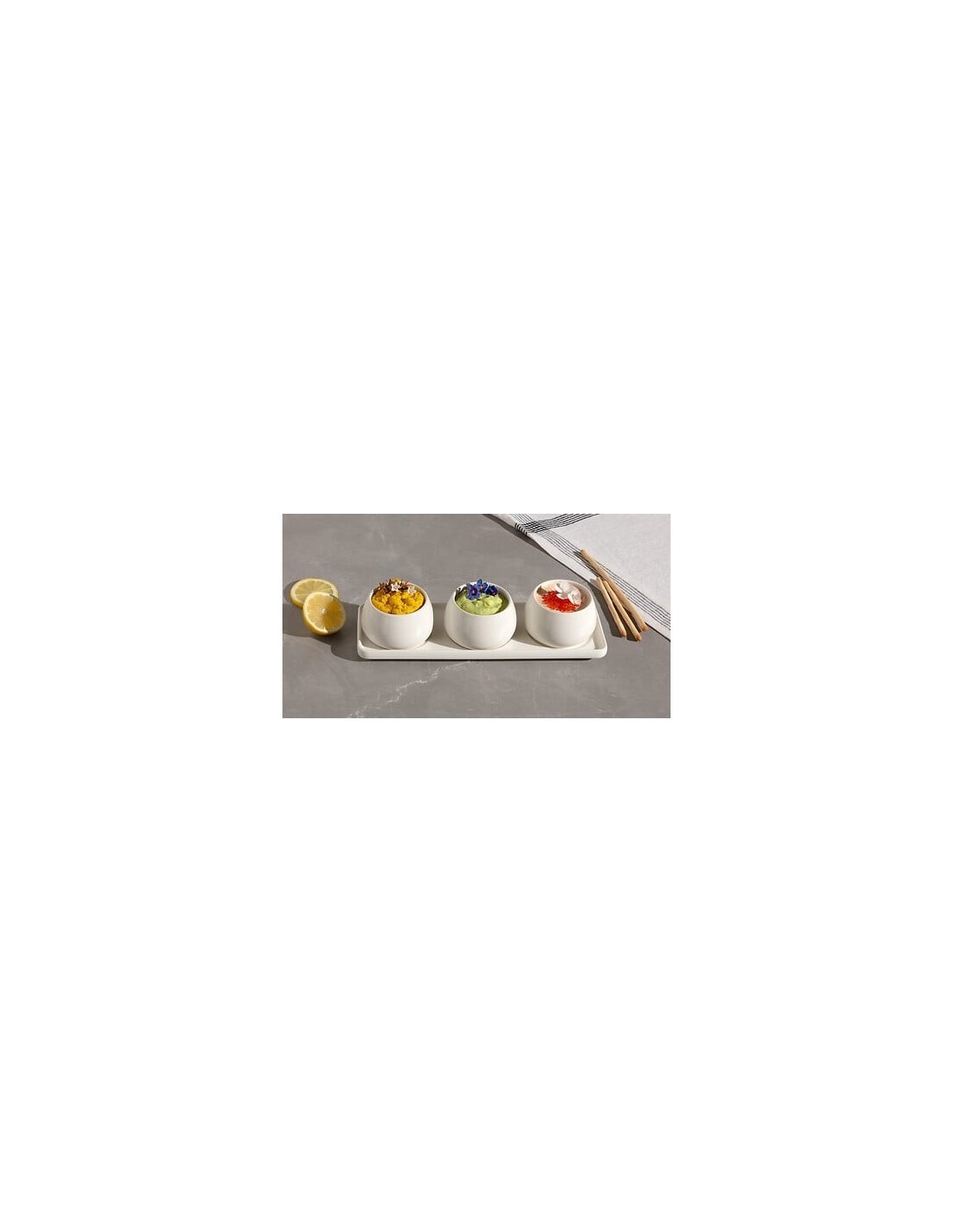 Set aperitivo Nora 4 pezzi in stoneware bianco caldo – Atmosphera