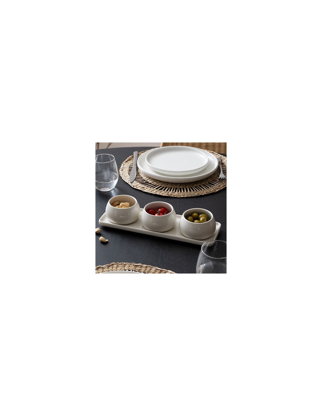 Set aperitivo Nora 4 pezzi in stoneware bianco caldo – Atmosphera