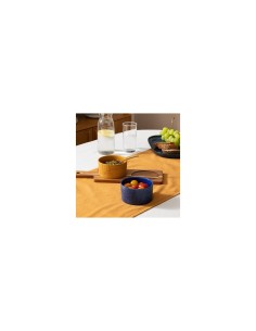 Set aperitivo Soleya 3 pezzi in stoneware e vassoio in acacia – Atmosphera 2