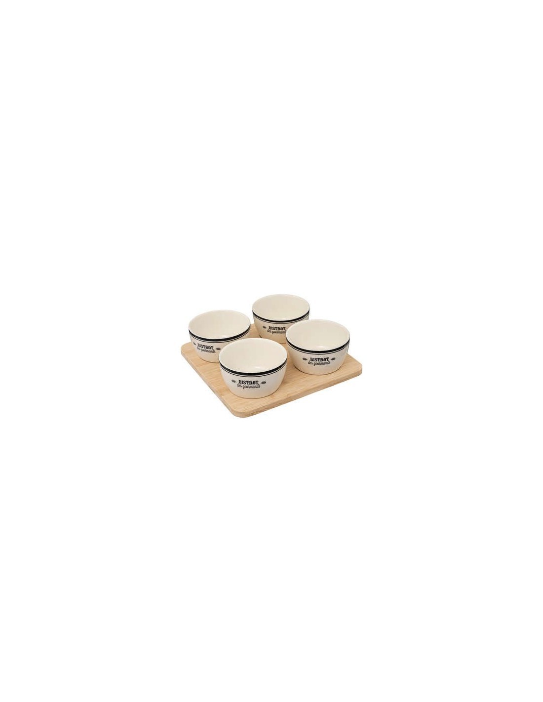 Set aperitivo Bistrot 5 pezzi in stoneware con vassoio in bambù – Atmosphera