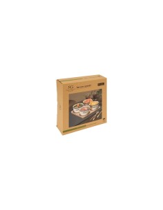 Set aperitivo Bistrot 5 pezzi in stoneware con vassoio in bambù – Atmosphera