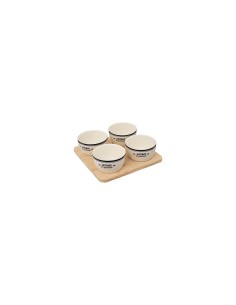 Set aperitivo Bistrot 5 pezzi in stoneware con vassoio in bambù – Atmosphera