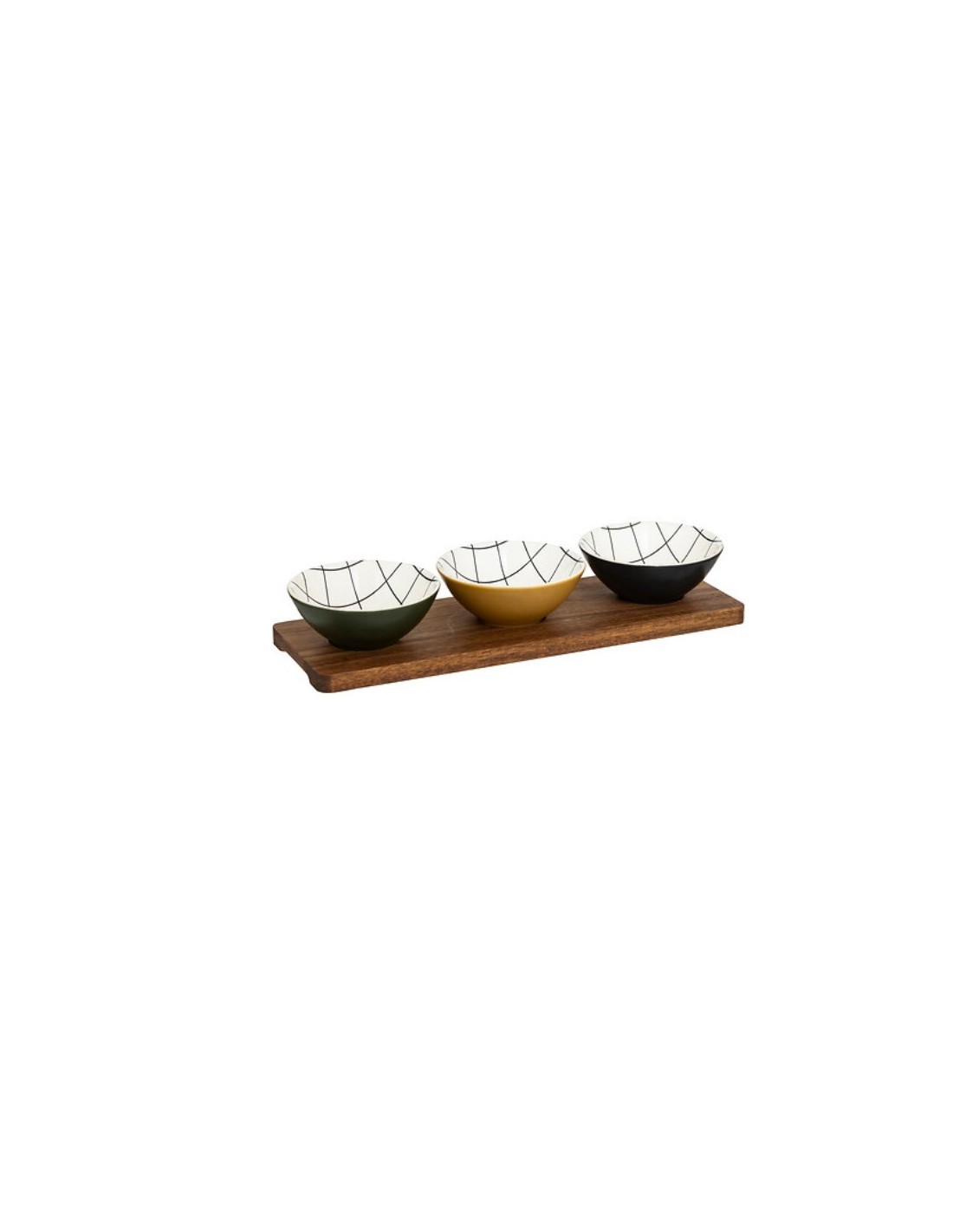 Set aperitivo "Family Corner" 4 pezzi in ceramica e acacia – Atmosphera