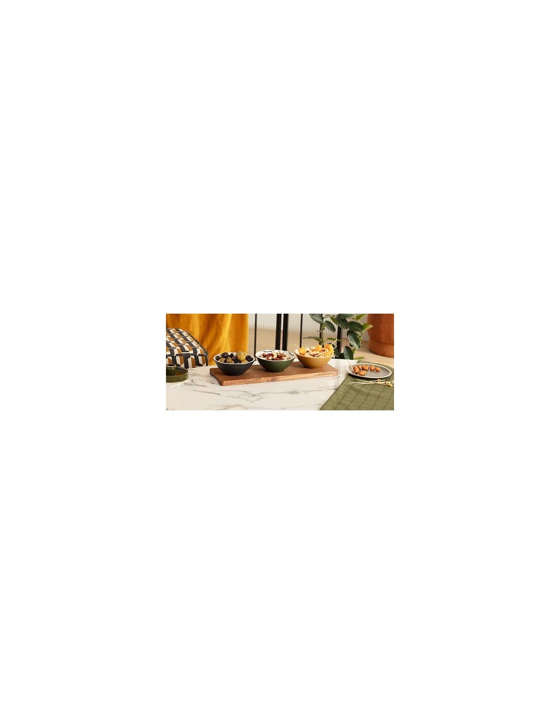 Set aperitivo "Family Corner" 4 pezzi in ceramica e acacia – Atmosphera