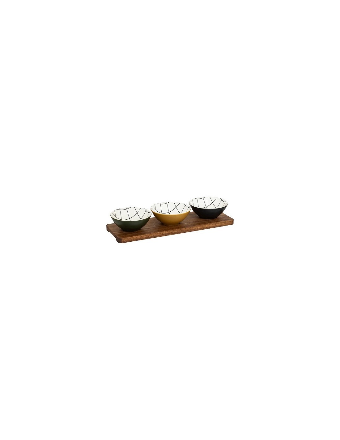 Set aperitivo "Family Corner" 4 pezzi in ceramica e acacia – Atmosphera