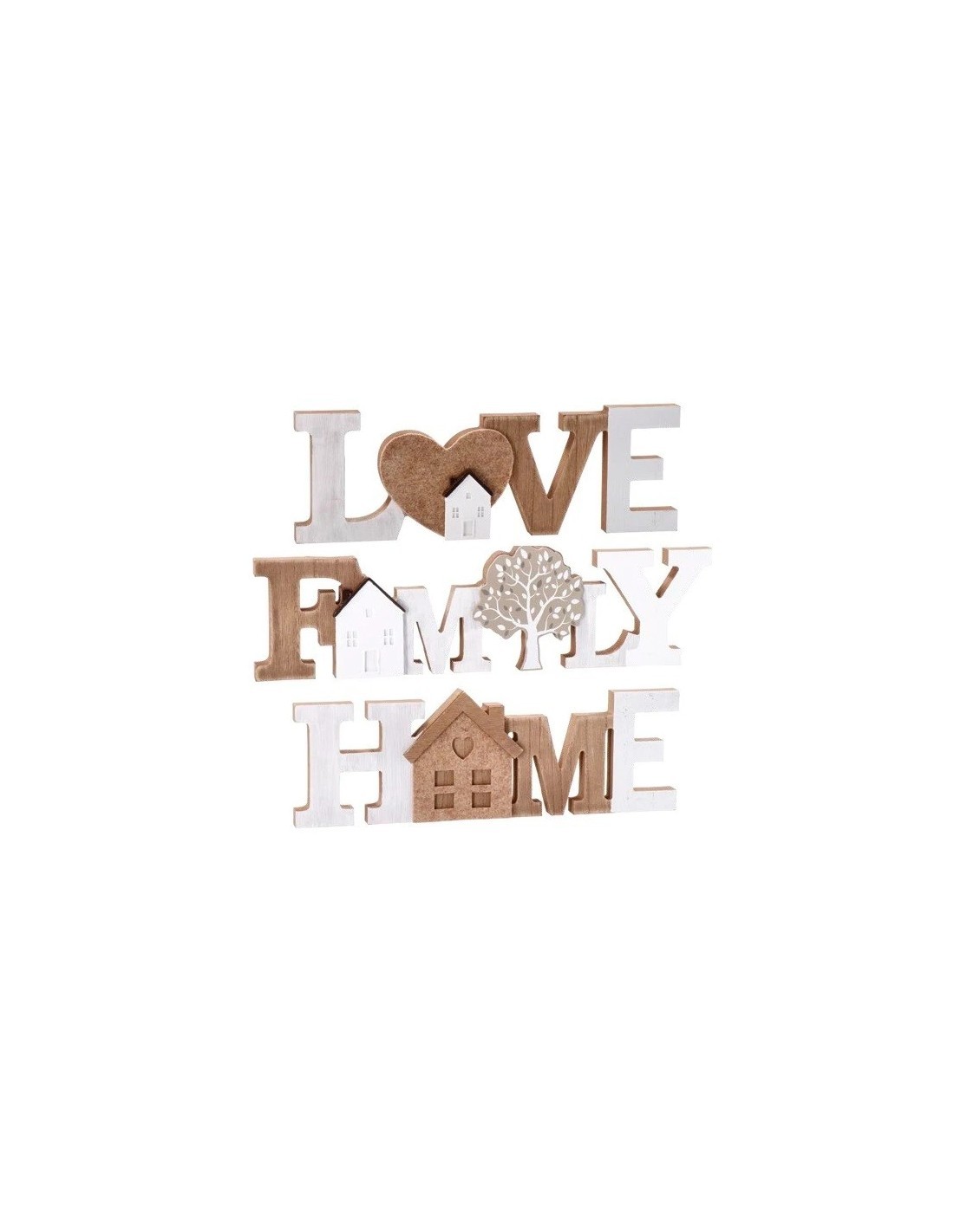 Decorazione scritta Love, Family o Home in legno MDF – 35,5 x 9 cm