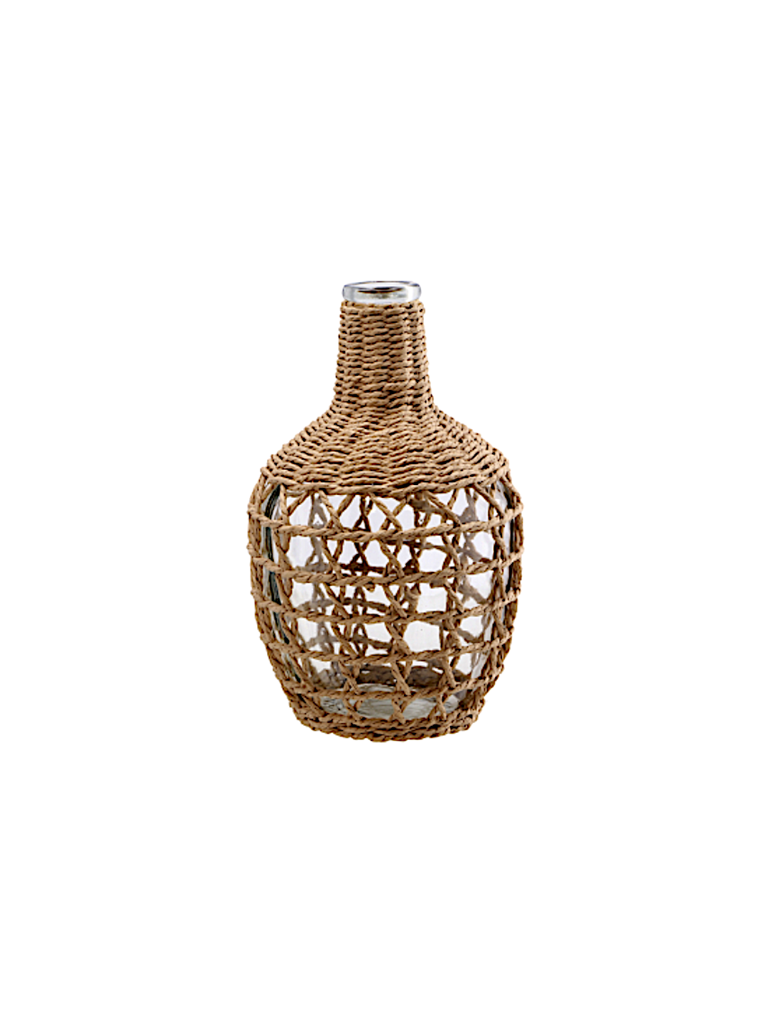 Vaso in vetro e paglia 18x30 cm – Design naturale ed elegante
