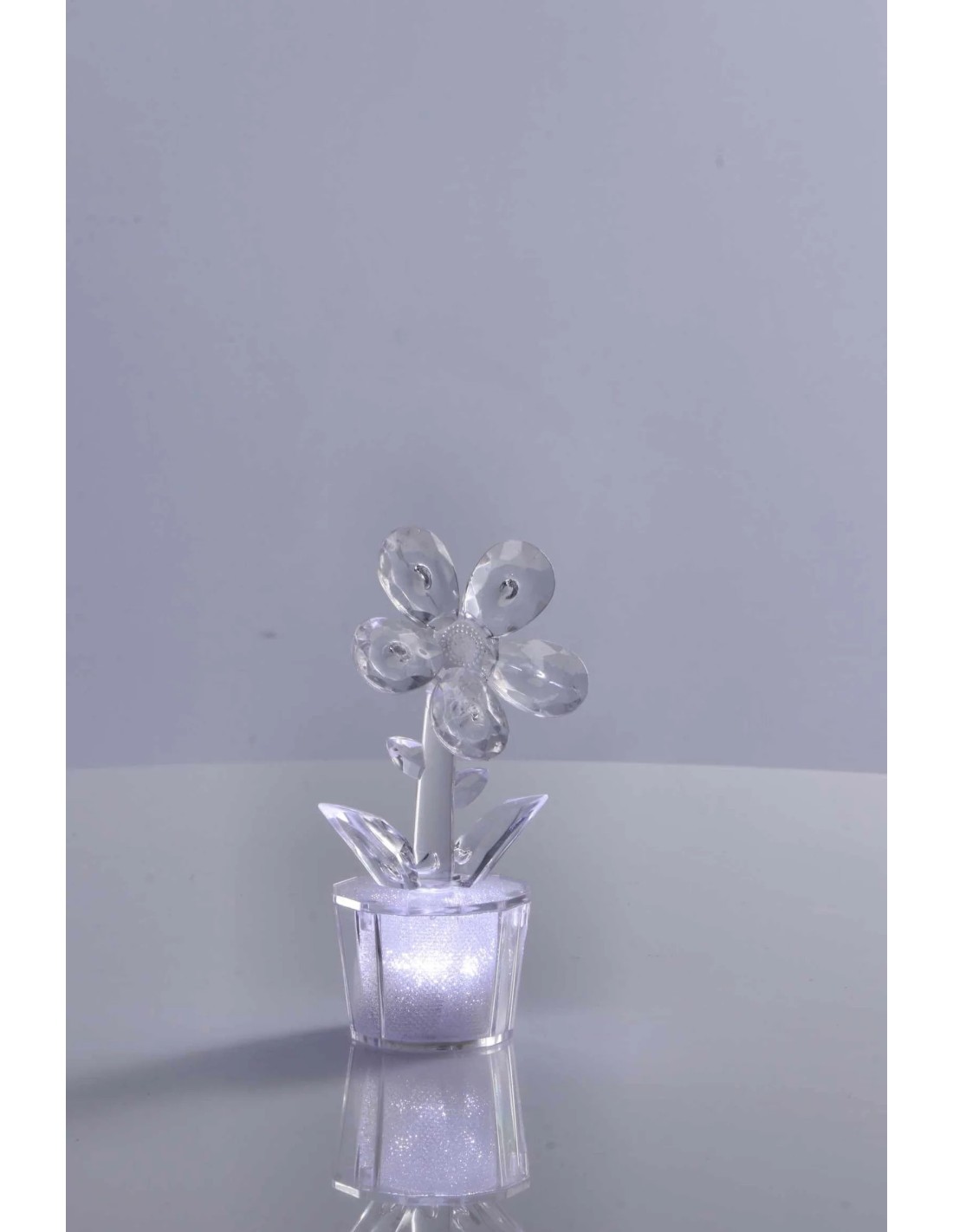 Mini Lampada Fiore da Tavolo Trasparente – Diametro 6 cm, Altezza 12 cm