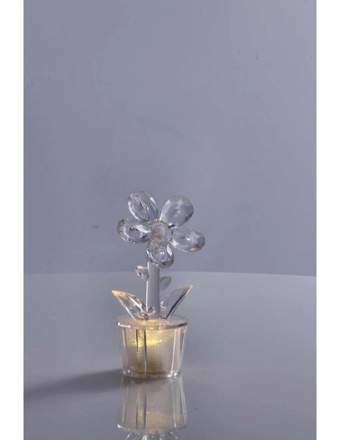 Mini Lampada Fiore da Tavolo Trasparente – Diametro 6 cm, Altezza 12 cm