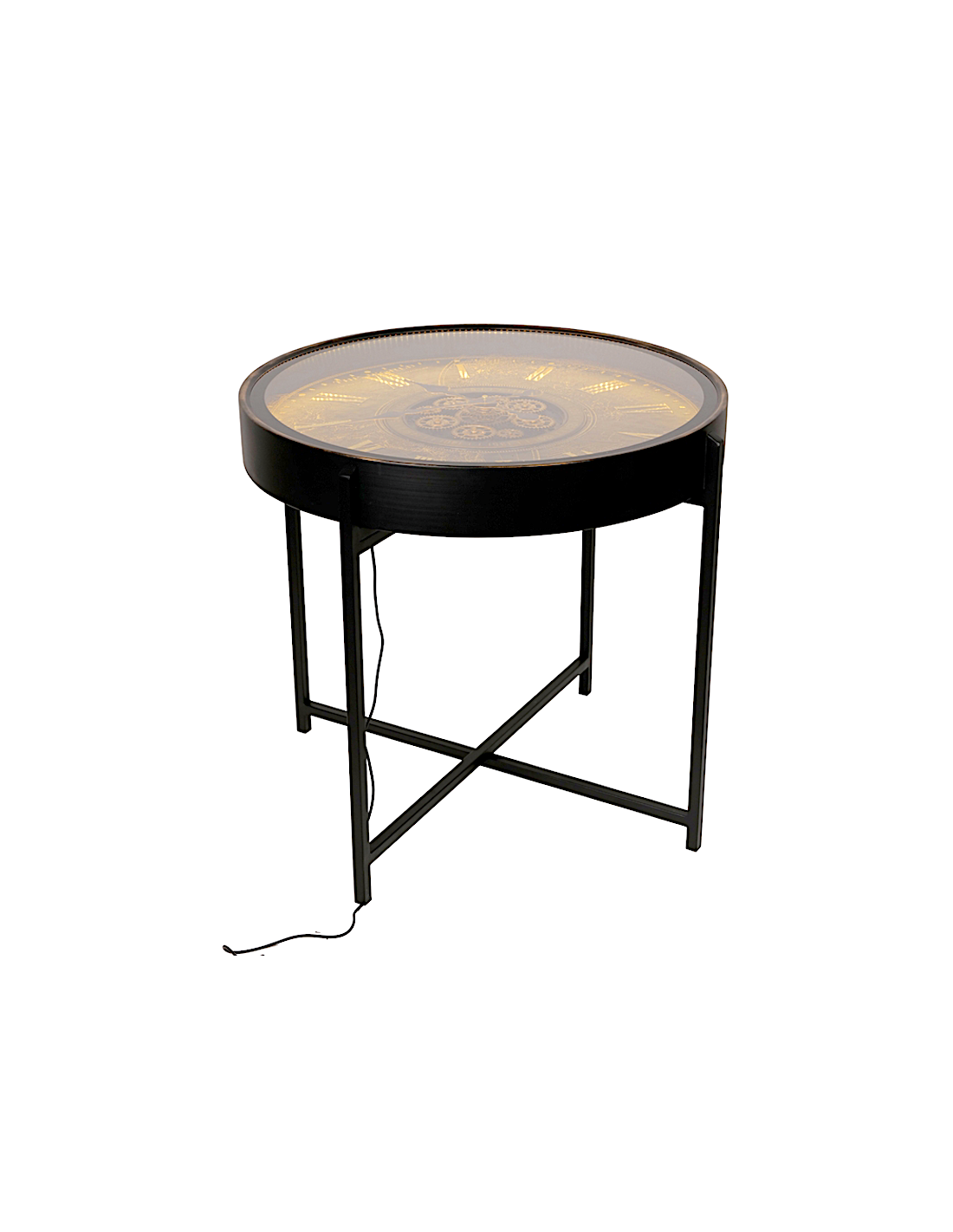 TAVOLINO 141951 METALLO 64X58CM CON OROLOGIO E LED