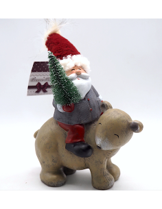 BABBO NATALE SU ANIMALE 28X20X11CM POLIRESINA