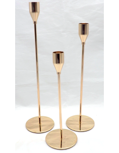 SET 3 PORTACANDELA METALLO ORO 22/27/32CM