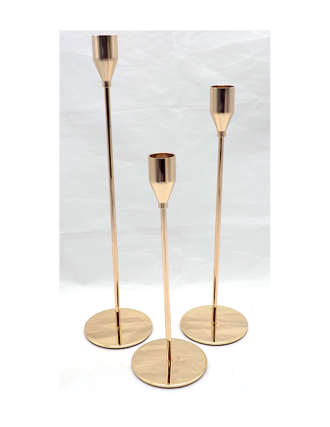 SET 3 PORTACANDELA METALLO ORO 22/27/32CM