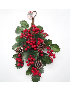 DIETROPORTA GRAPPOLO 58X34CM CON BACCHE E PIGNE