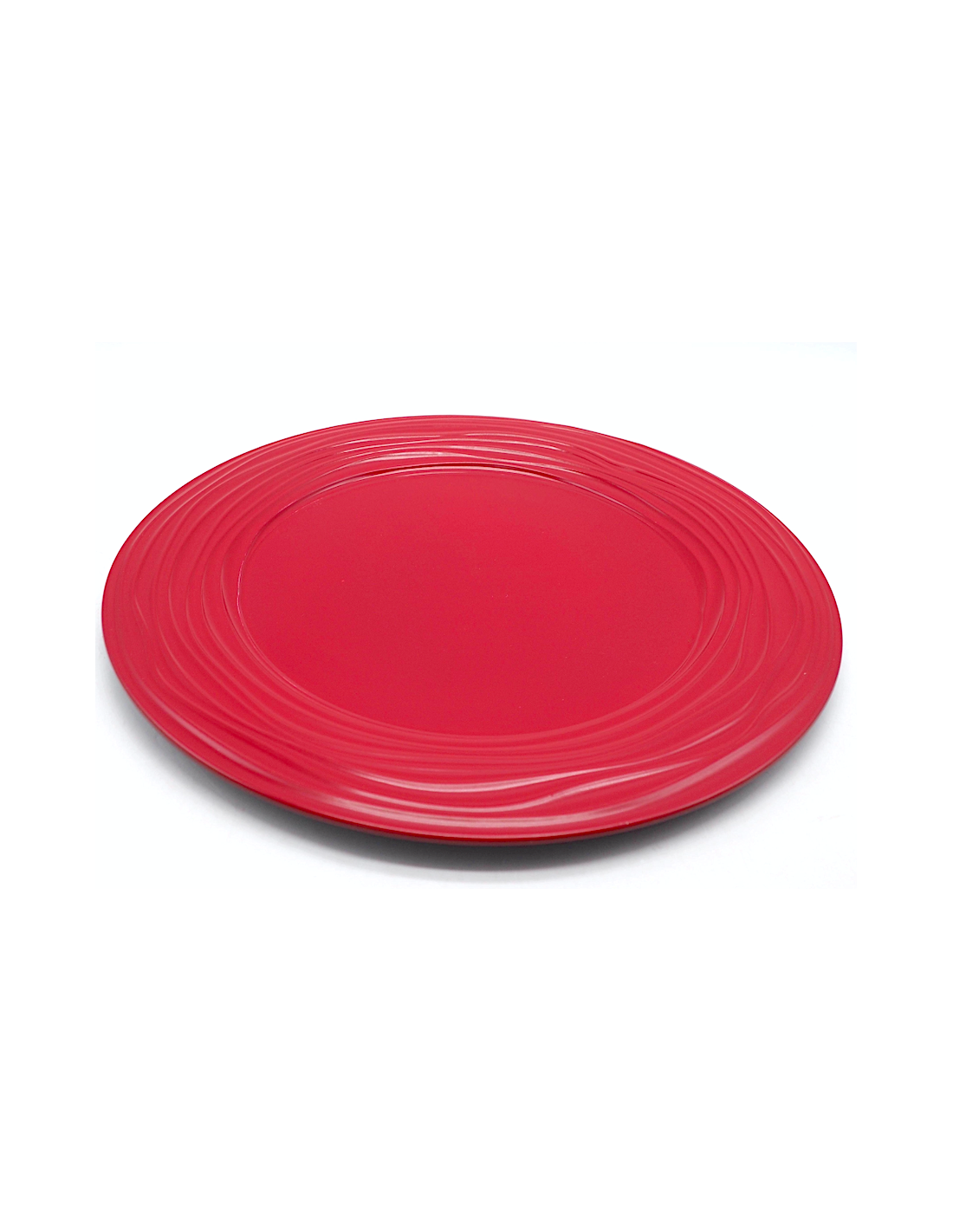 PIATTO PLASTICA 33CM BORDATO ROSSO