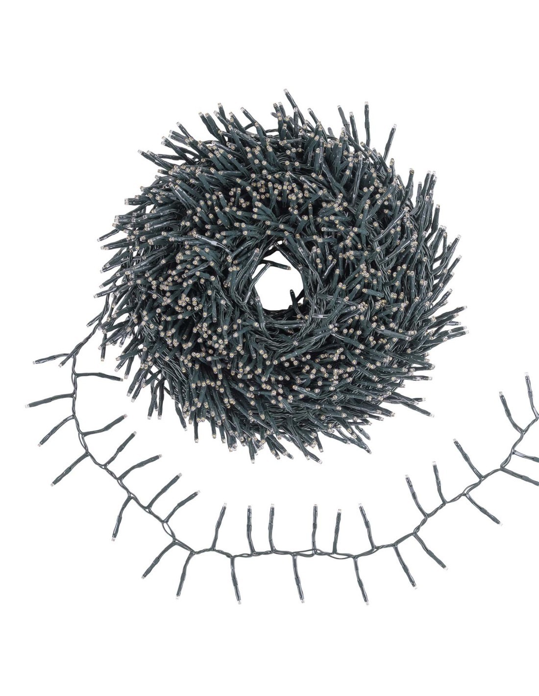 Catena di Natale Festone MiniCluster Plus 30m, 1500 MiniLED Bianco Caldo, Giochi di Luce, Timer 8h, Cavo Verde