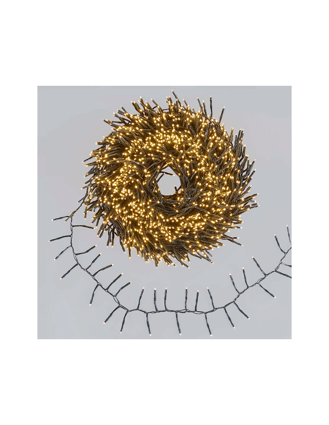 Catena di Natale Festone MiniCluster Plus 50m, 2500 MiniLED Bianco Caldo, Giochi di Luce, Timer 8h, Cavo Verde