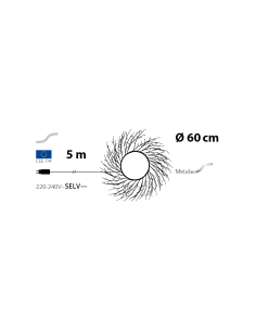 Corona di Natale Tiglio Bianco ø60cm, 260 MicroLED Bianco Caldo, FlashLED Diamond, Appendibile o da Appoggio 2