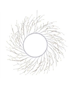 Corona di Natale Tiglio Bianco ø60cm, 260 MicroLED Bianco Caldo, FlashLED Diamond, Appendibile o da Appoggio