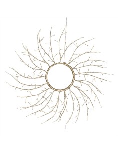 Corona di Natale Tiglio Champagne ø45cm, 160 MicroLED Bianco Caldo e Bianco, FlashLED Diamond, Appendibile o da Appoggio