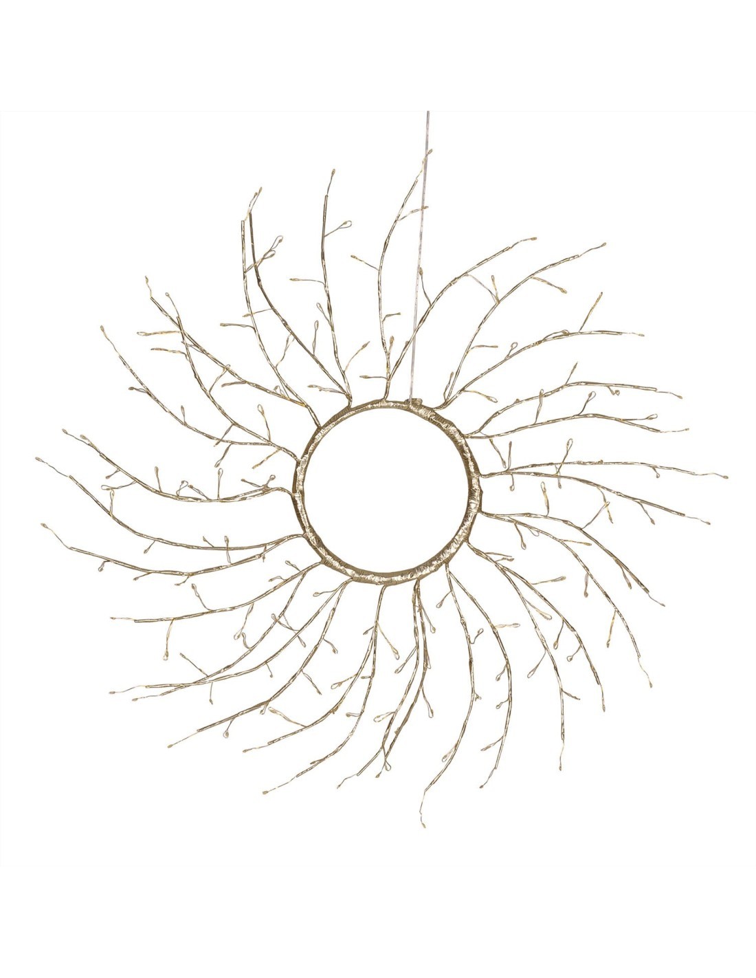 Corona di Natale Tiglio Champagne ø45cm, 160 MicroLED Bianco Caldo e Bianco, FlashLED Diamond, Appendibile o da Appoggio