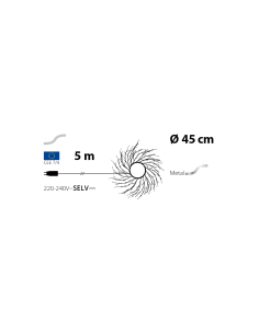 Corona di Natale Tiglio Champagne ø45cm, 160 MicroLED Bianco Caldo e Bianco, FlashLED Diamond, Appendibile o da Appoggio