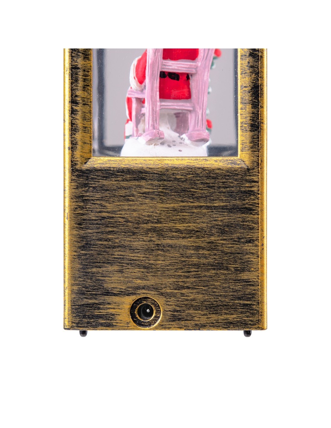 Lanterna di Natale Arc Brunita Glitter LED H24cm, LED Bianco Caldo, Musica Natalizia, Batteria o Trasformatore