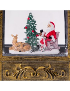 Lanterna di Natale Arc Brunita Glitter LED H24cm, LED Bianco Caldo, Musica Natalizia, Batteria o Trasformatore