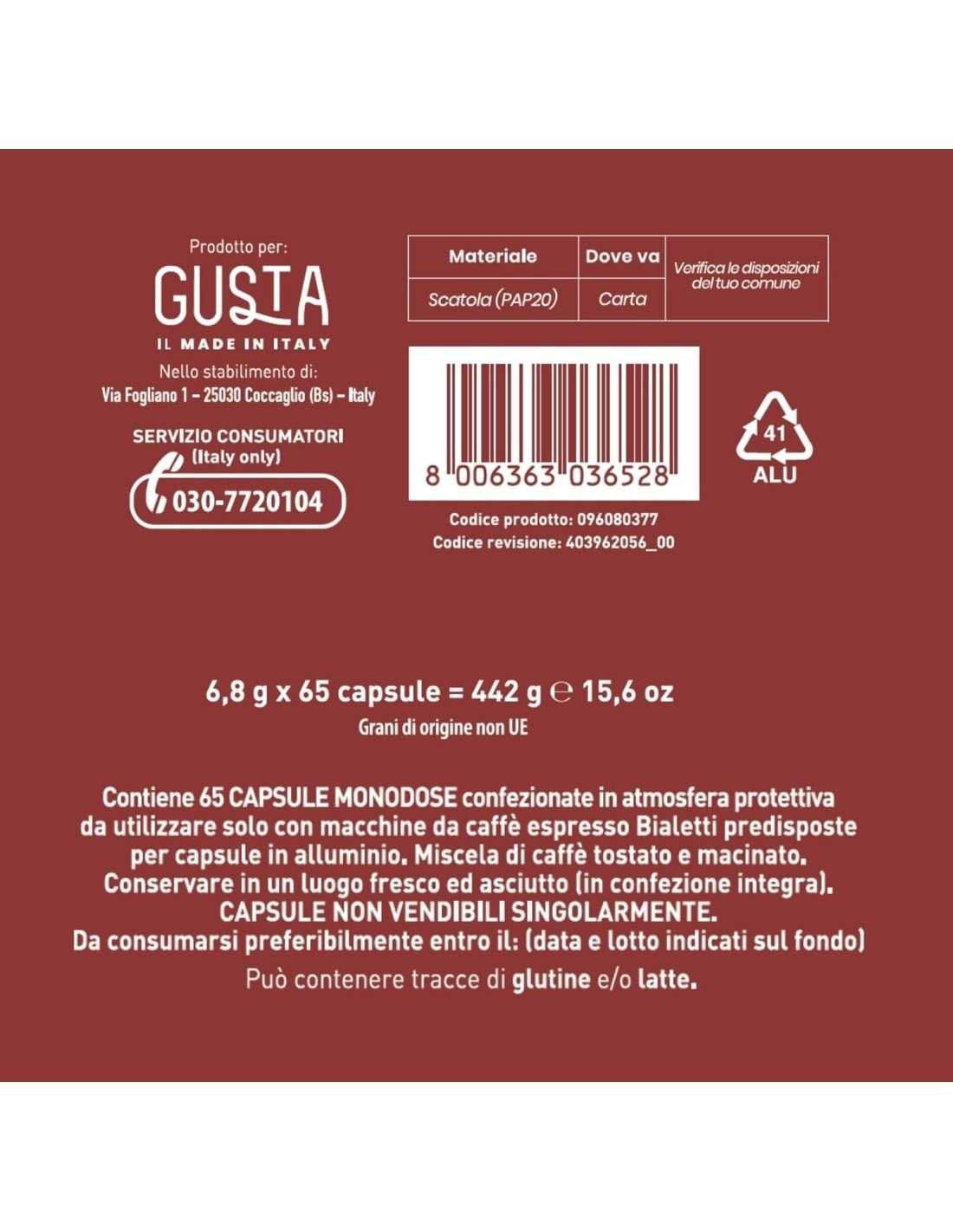 GUSTA INTENSO 65 CAPSULE su TreG Ingrosso