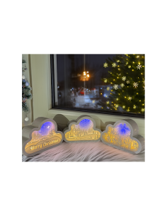 Decorazione di Natale Papercut Silhouette Nuvola 20cm, Mix3 Modelli, LED Bianco Caldo e Blu, Timer 6h, Batteria ASSORTITO