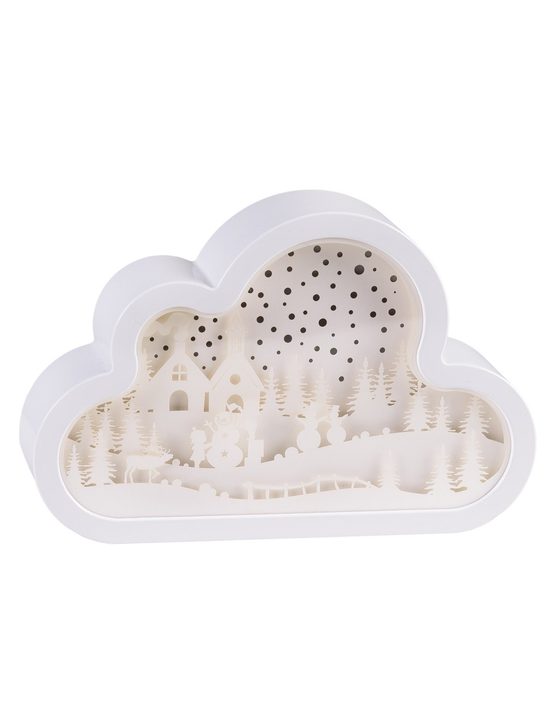 Decorazione di Natale Papercut Silhouette Nuvola 20cm, Mix3 Modelli, LED Bianco Caldo e Blu, Timer 6h, Batteria ASSORTITO