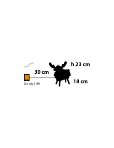 Pecorenna di Natale H23cm, 32 MicroLED Dual Color Bianco Caldo e Multi, 8 Giochi di Luce, Timer 6h, Legno Naturale 2