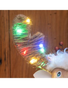 Pecorenna di Natale H31cm, 50 MicroLED Dual Color Bianco Caldo e Multi, 9 Giochi di Luce, Timer 8h, Struttura in Legno