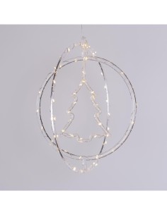 Decorazione di Natale ø32cm PGS Crystal, Mix3 Soggetti Stella Fiocco Albero, MicroLED Bianco Caldo, Timer 8h, Batteria ASSORTITO