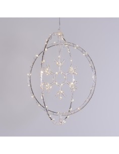 Decorazione di Natale ø32cm PGS Crystal, Mix3 Soggetti Stella Fiocco Albero, MicroLED Bianco Caldo, Timer 8h, Batteria ASSORTITO