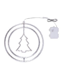 Decorazione di Natale ø32cm PGS Crystal, Mix3 Soggetti Stella Fiocco Albero, MicroLED Bianco Caldo, Timer 8h, Batteria ASSORTITO