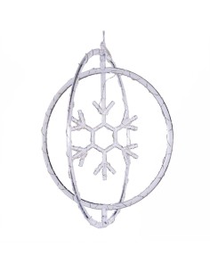 Decorazione di Natale ø32cm PGS Crystal, Mix3 Soggetti Stella Fiocco Albero, MicroLED Bianco Caldo, Timer 8h, Batteria ASSORTITO