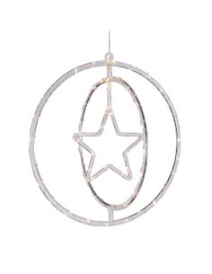 Decorazione di Natale ø32cm PGS Crystal, Mix3 Soggetti Stella Fiocco Albero, MicroLED Bianco Caldo, Timer 8h, Batteria ASSORTITO