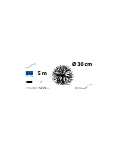 Ramo Sfera di Natale RICH Champagne ø30cm, 384 MicroLED Bianco Caldo e Bianco, FlashLED Diamond, Rami Modellabili 2