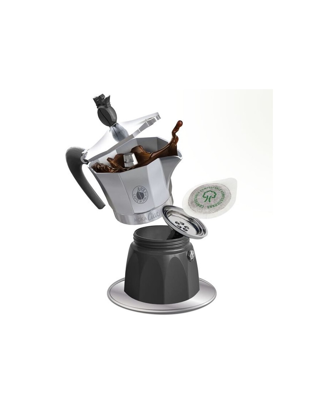 MokaCiao Induzione – Moka a Cialde per Piani a Induzione 3 Tazze (con 15 cialde omaggio)