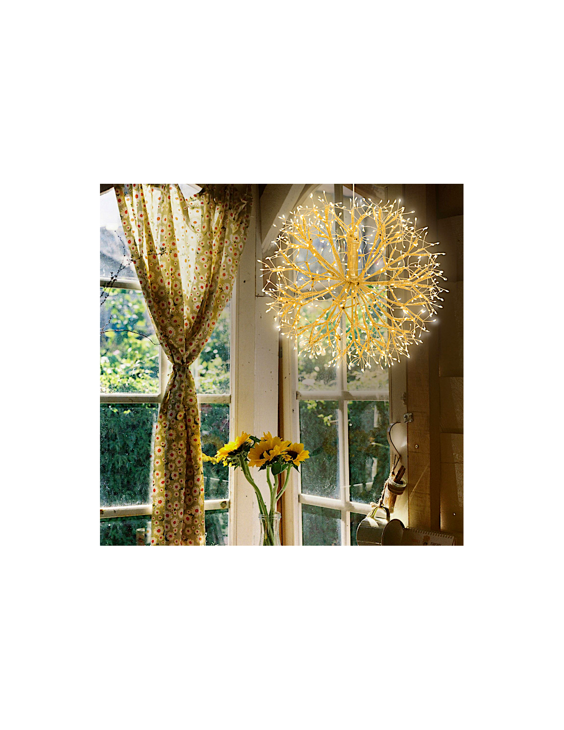 Ramo Sfera di Natale RICH Champagne ø40cm, 576 MicroLED Bianco Caldo e Bianco, FlashLED Diamond, Rami Modellabili