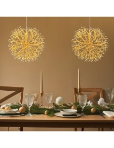 Ramo Sfera di Natale RICH Champagne ø40cm, 576 MicroLED Bianco Caldo e Bianco, FlashLED Diamond, Rami Modellabili