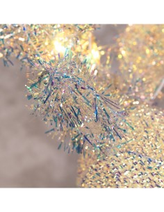 Renna di Natale 3D H58cm, Tessuto Bianco Iridescente, 30 LED Bianco Caldo SuperBright, Timer 8h, Batteria