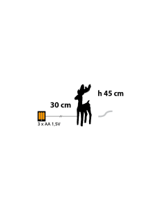 Renna di Natale 3D H45cm, Tessuto Bianco Iridescente, 20 LED Bianco Caldo SuperBright, Timer 8h, Batteria 2