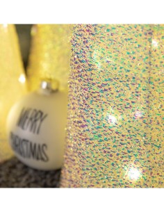 Set 3 Coni di Natale IWR 3D H80-60-40cm, Tessuto Bianco Iridescente, 120 LED Bianco Caldo, Timer 8h, Batteria