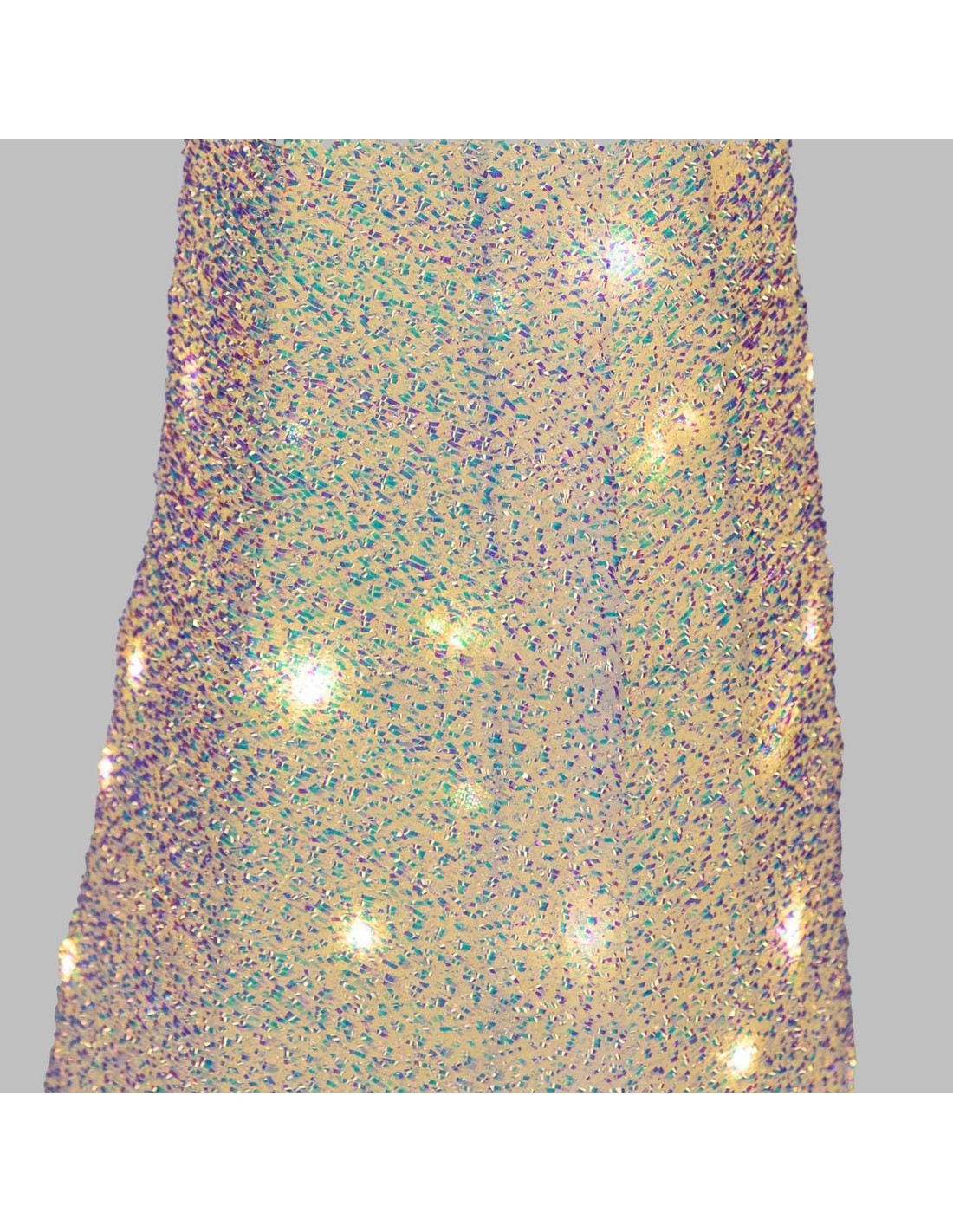 Set 3 Coni di Natale IWR 3D H80-60-40cm, Tessuto Bianco Iridescente, 120 LED Bianco Caldo, Timer 8h, Batteria