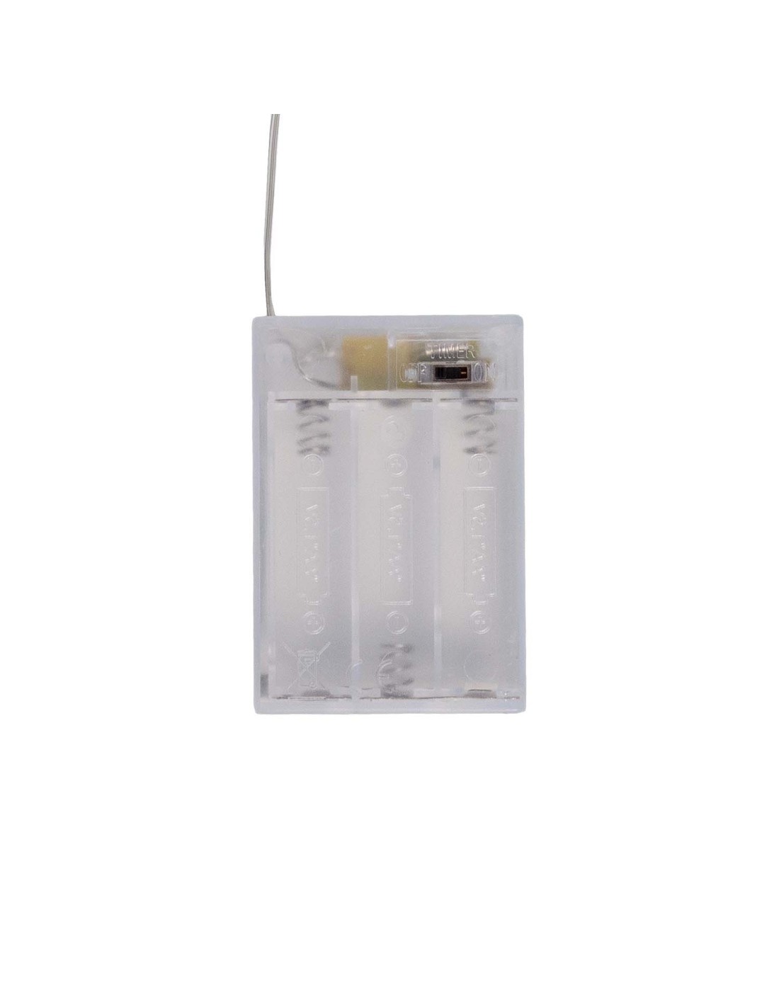 Set 3 Coni di Natale IWR 3D H80-60-40cm, Tessuto Bianco Iridescente, 120 LED Bianco Caldo, Timer 8h, Batteria